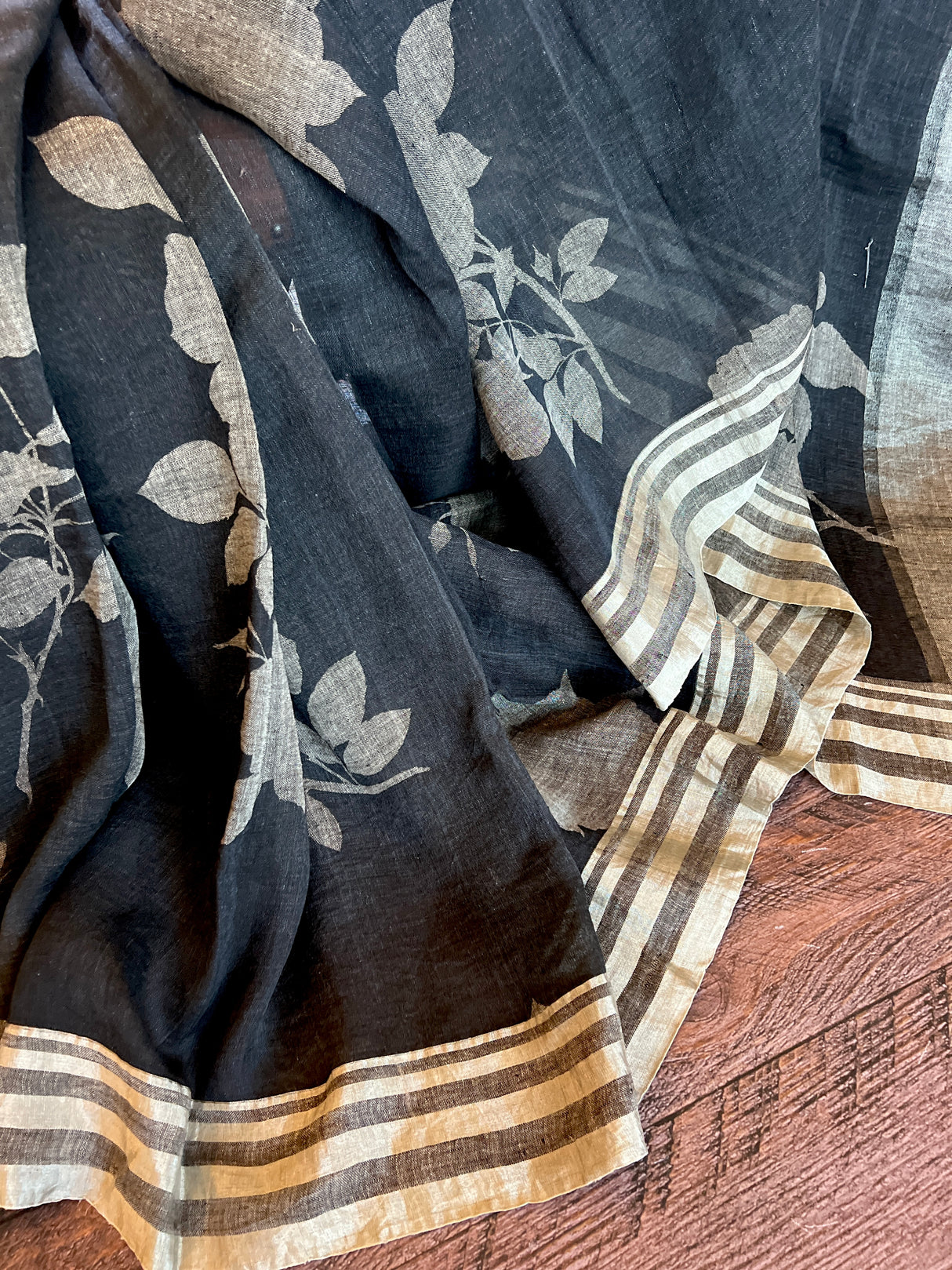 Black with Silver Designer Pure Linen