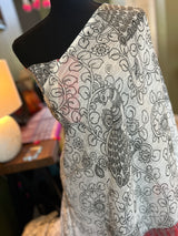 White Kalamkari Digital Print Pure Linen