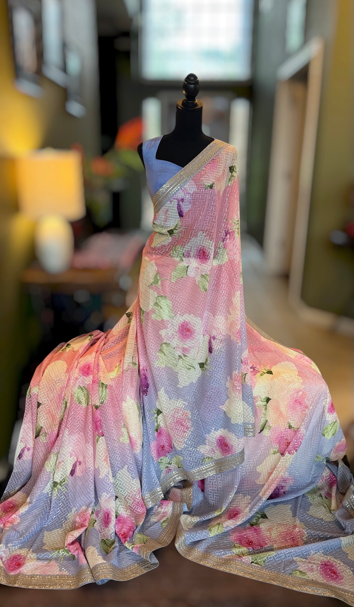 Floral Georgette with Sequins - Lilac shades