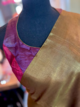 Chanderi Tissue Handloom Pure Silk  With Halter neck Blouse Size 36
