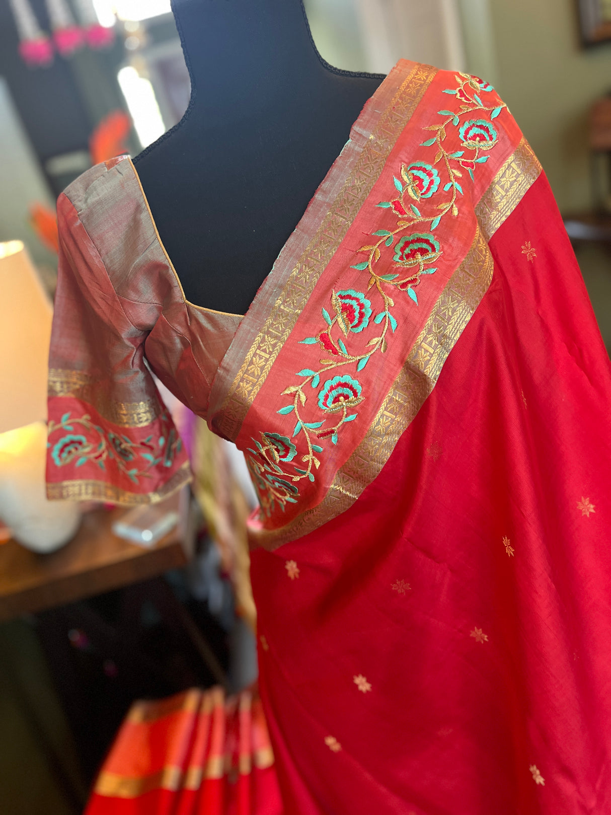 Gadwal Pure Silk With Gap Border Embroidery