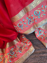 Gadwal Pure Silk With Gap Border Embroidery