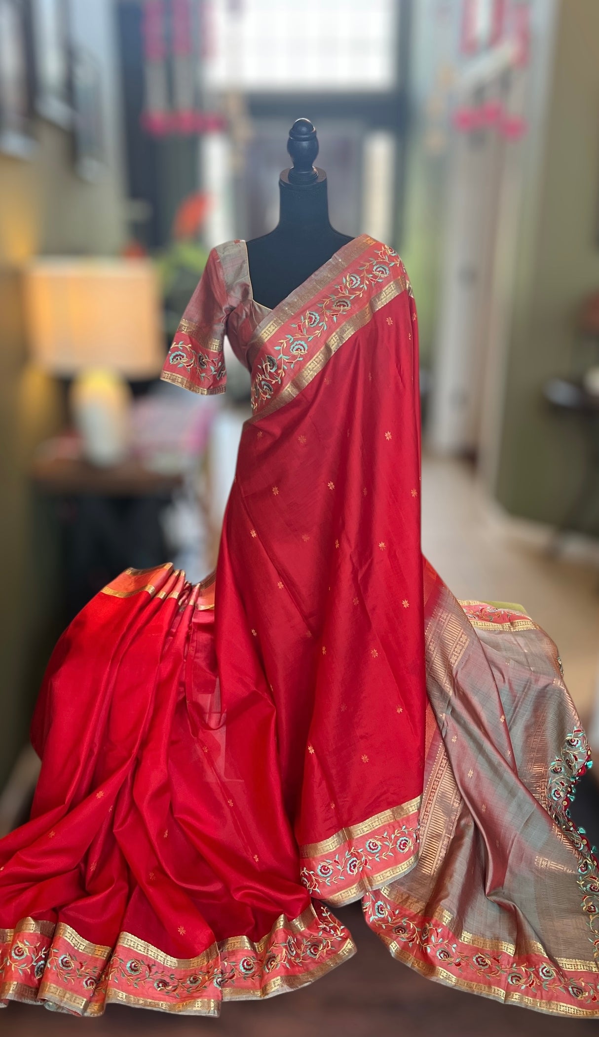 Gadwal Pure Silk With Gap Border Embroidery