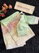 Pista Green Floral Pure Organza