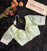Pista Green Floral Pure Organza