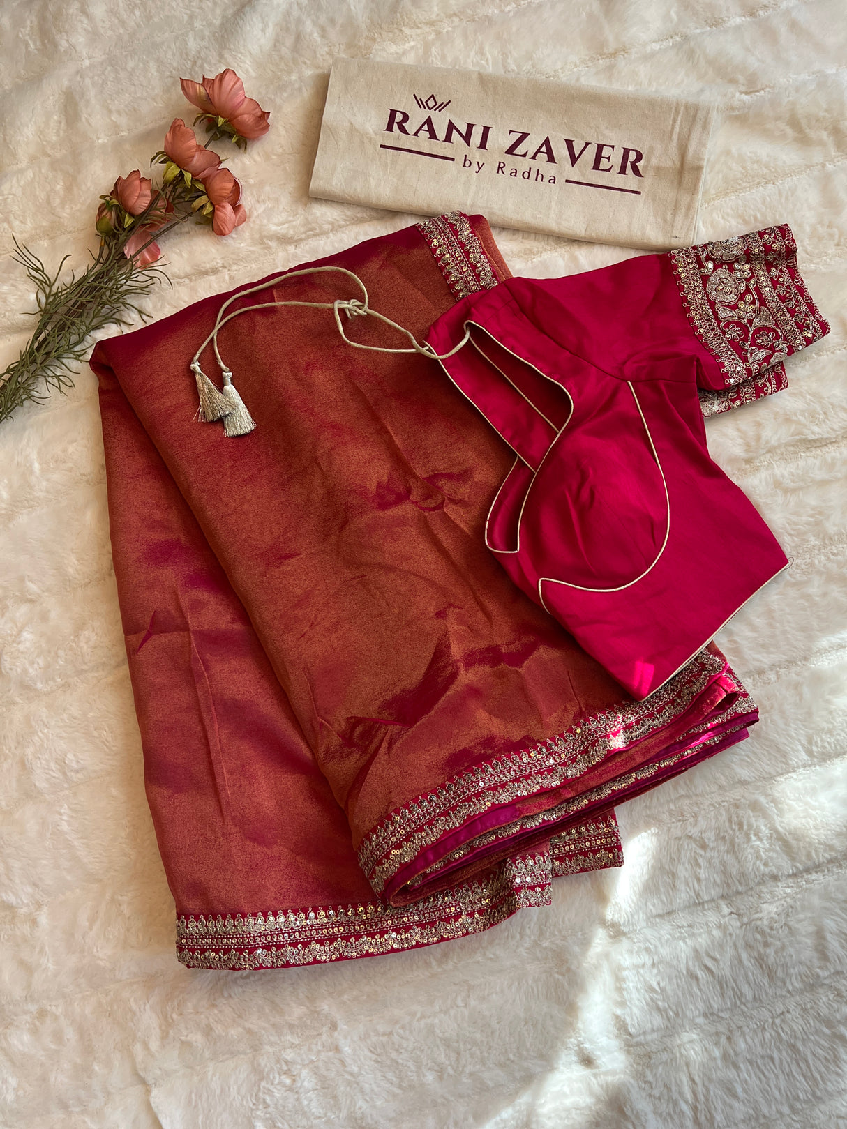 Tissue Organza with Sabyasachi borders Saree with Pre-Stitched Blouse AUS