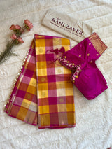 Kanchipuram Mayil Charam design Handloom  Pure Silk  With Pre-Stitched Blouse AUS