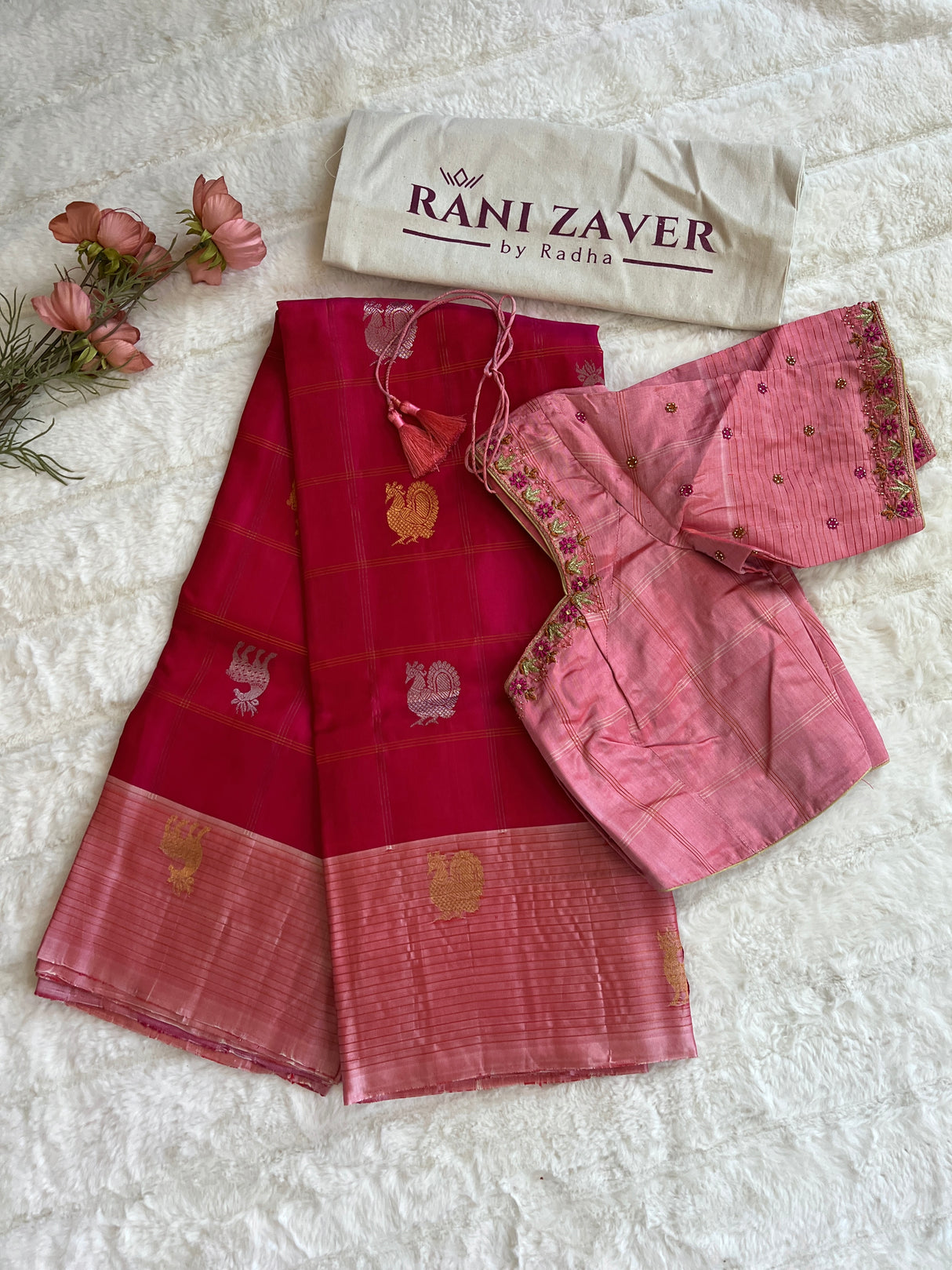 Kanchipuram Handloom  Pure Silk  With Pre-Stitched Blouse AUS