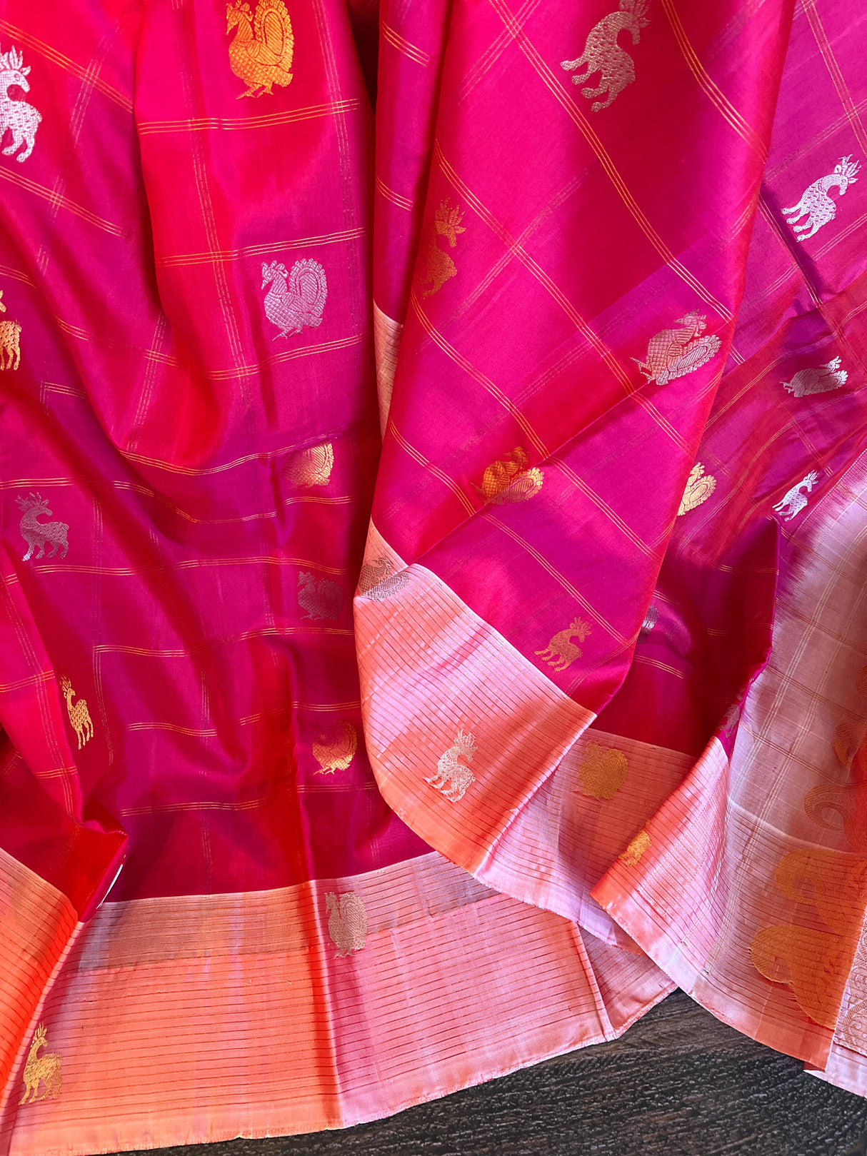 Kanchipuram Handloom  Pure Silk  With Pre-Stitched Blouse AUS