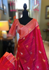 Kanchipuram Handloom  Pure Silk  With Pre-Stitched Blouse AUS