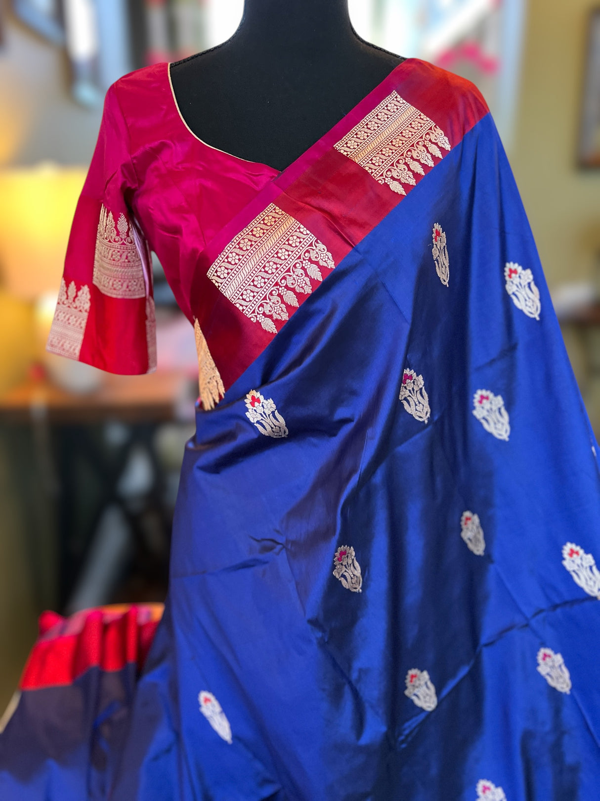 Banarasi Katan Silk Kaduwa Motifs with Pre-Stitched Blouse AUS