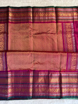 Beige with Purple/magenta Gadwal Handloom Pure Silk