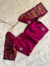 Beige with Purple/magenta Gadwal Handloom Pure Silk