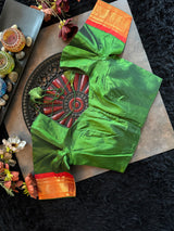 Green Red Maharani Paithani Handloom Pure Silk