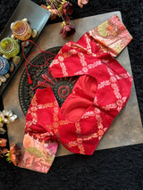 Red Tussar Silk With Paithani Inspired Border