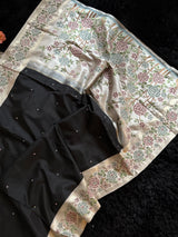 Black Korvai Kanchipuram Gap Border Embroidery