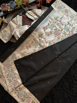 Black Korvai Kanchipuram Gap Border Embroidery