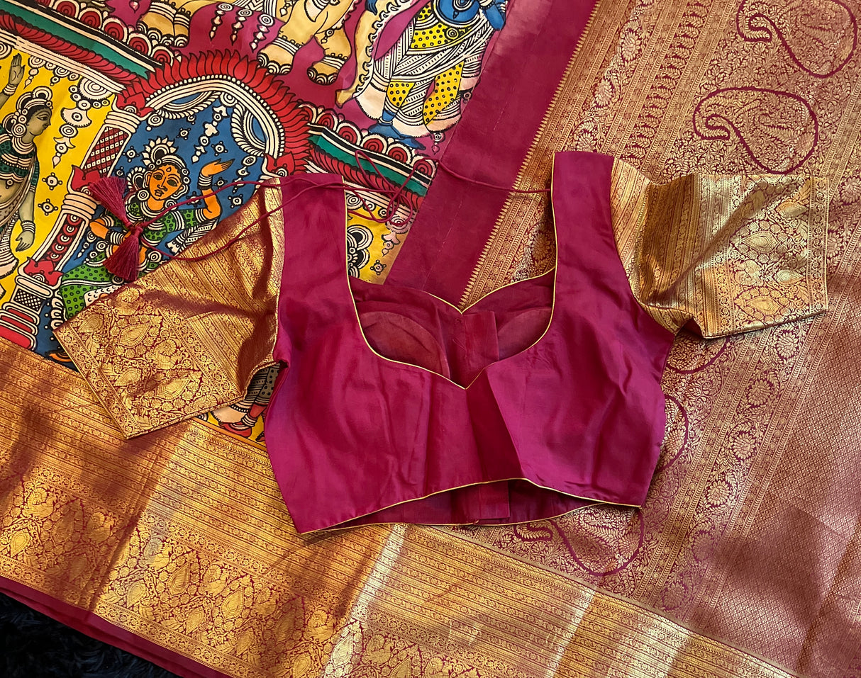  kanchipuram silk saree with pink blouse