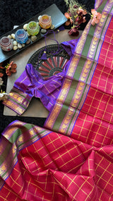 Red Purple Korvai Kanchipuram Pure Silk