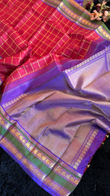 Red Purple Korvai Kanchipuram Pure Silk