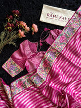 Onion Pink Tissue With Convent Design Petite Point Embroidered Borders