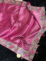 Onion Pink Tissue With Convent Design Petite Point Embroidered Borders