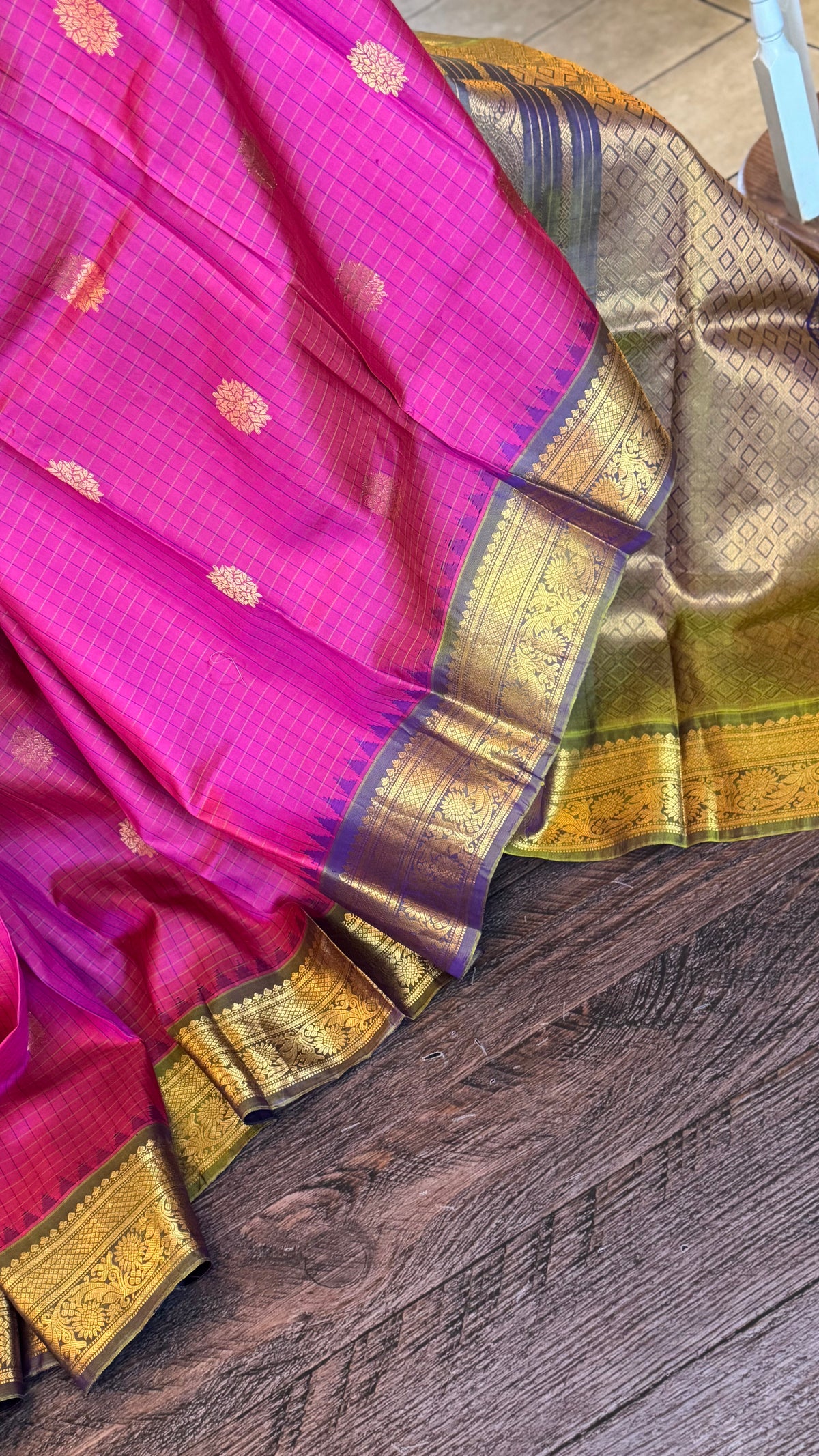 Pink Lavender Gadwal Pure SIlk