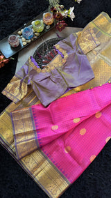 Pink Lavender Gadwal Pure SIlk