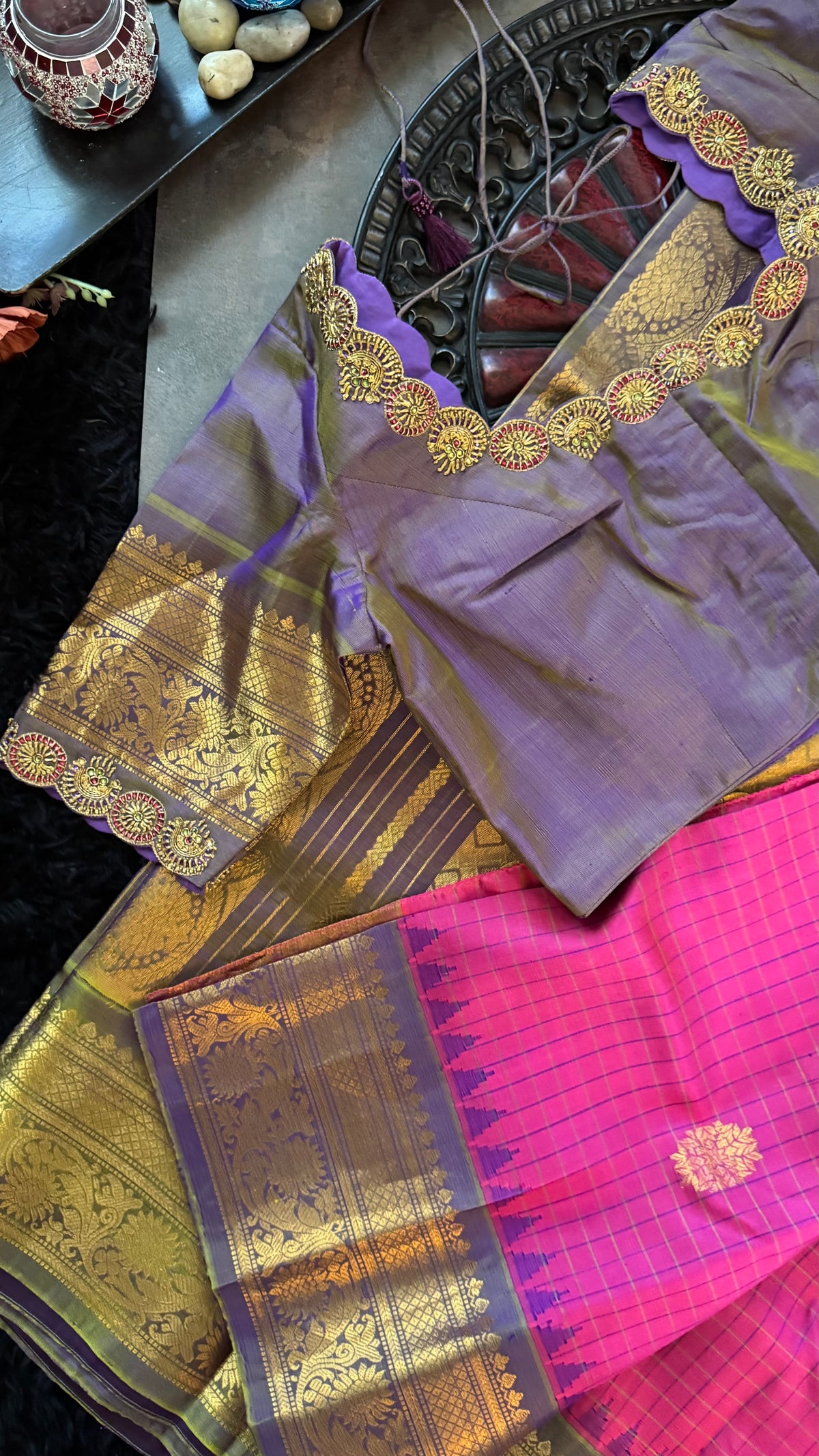 Pink Lavender Gadwal Pure SIlk