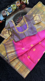 Pink Lavender Gadwal Pure SIlk