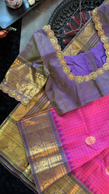 Pink Lavender Gadwal Pure SIlk