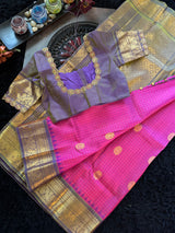 Pink Lavender Gadwal Pure SIlk