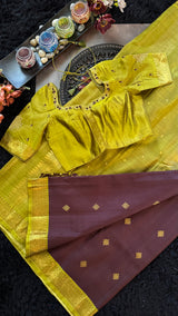 Kolam Butti korvai Kanchipuram pure silk