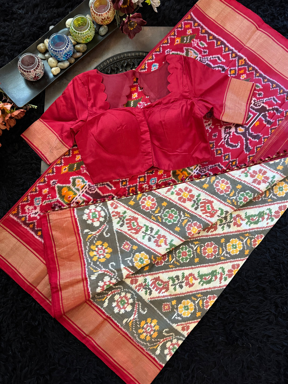 Leheriya Stripes Ikkat Pure Silk Handloom