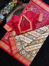 Leheriya Stripes Ikkat Pure Silk Handloom