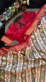 Leheriya Stripes Ikkat Pure Silk Handloom