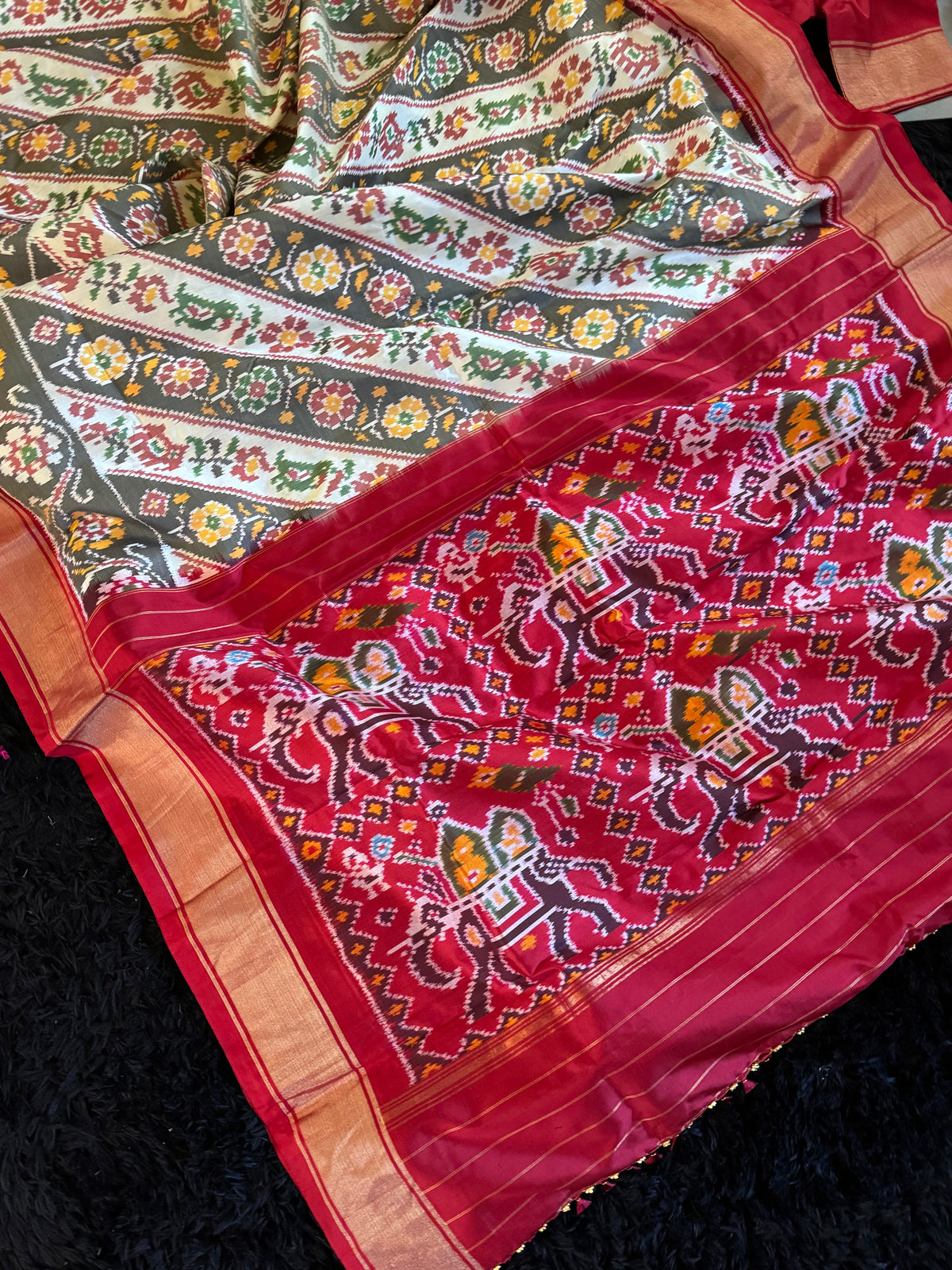 Leheriya Stripes Ikkat Pure Silk Handloom