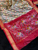 Leheriya Stripes Ikkat Pure Silk Handloom