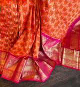 ikkat kanchipuram fusion silk saree with blouse