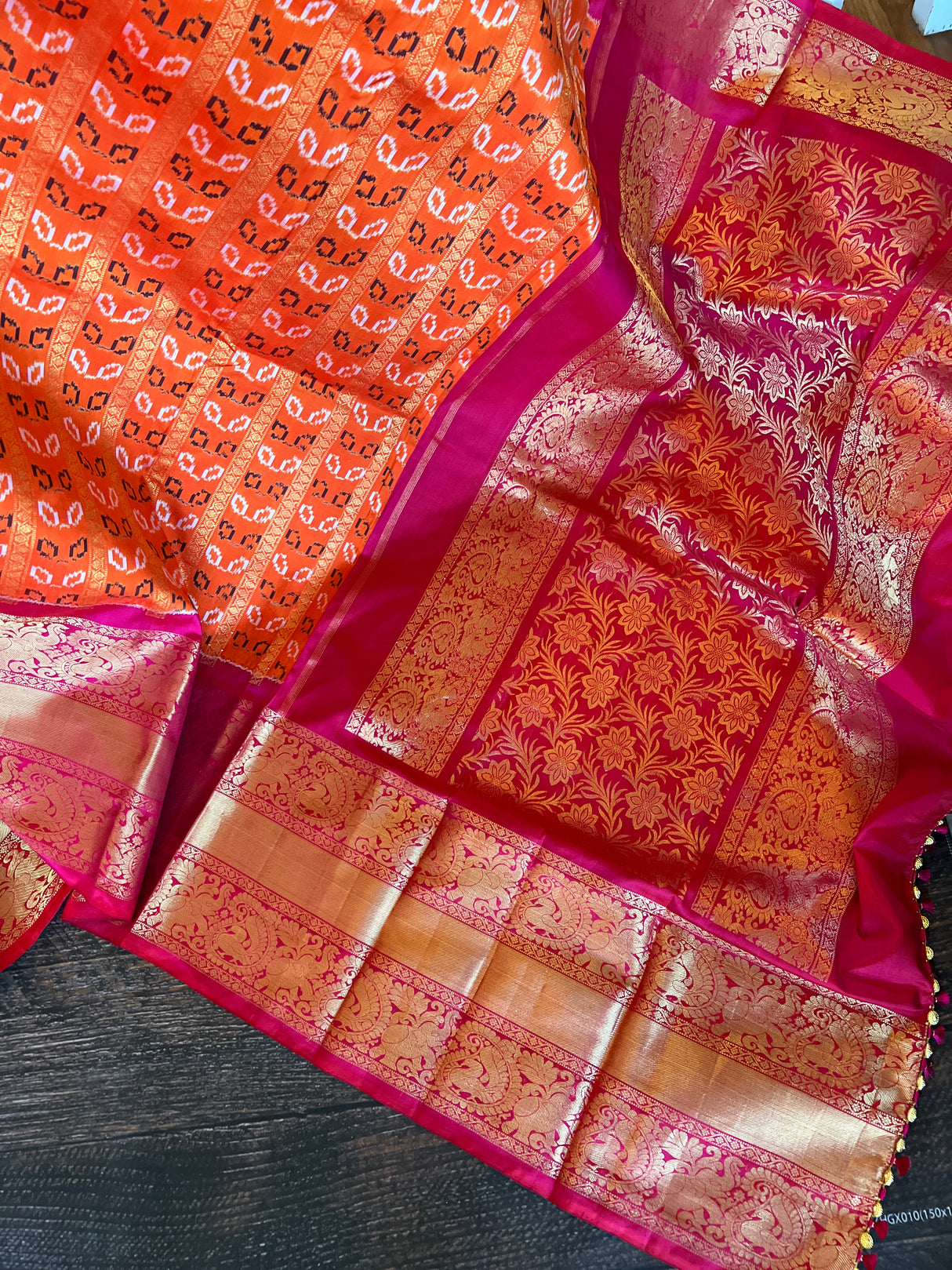 ikkat kanchipuram fusion silk saree with blouse