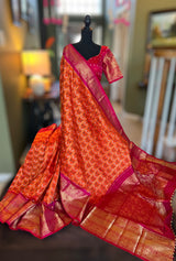 ikkat kanchipuram fusion silk saree with blouse