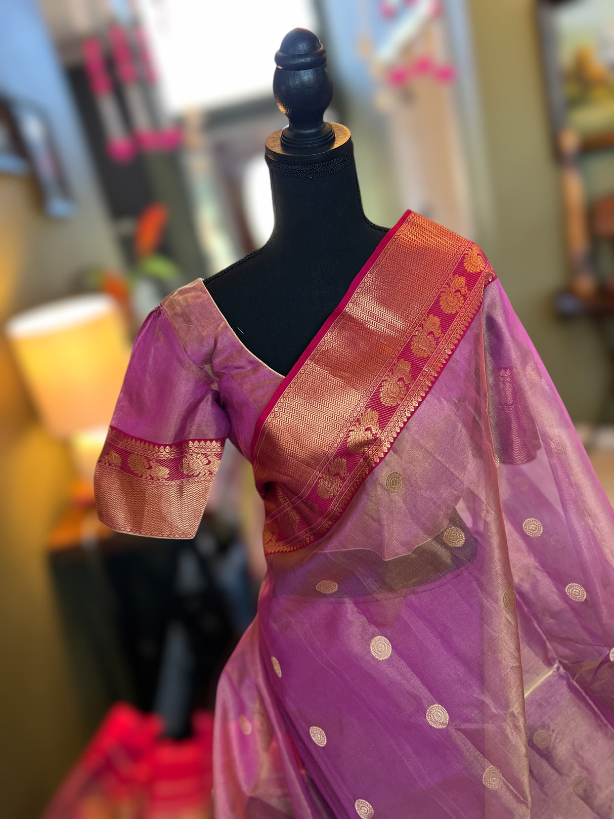  Chanderi tissue silk saree with blouse