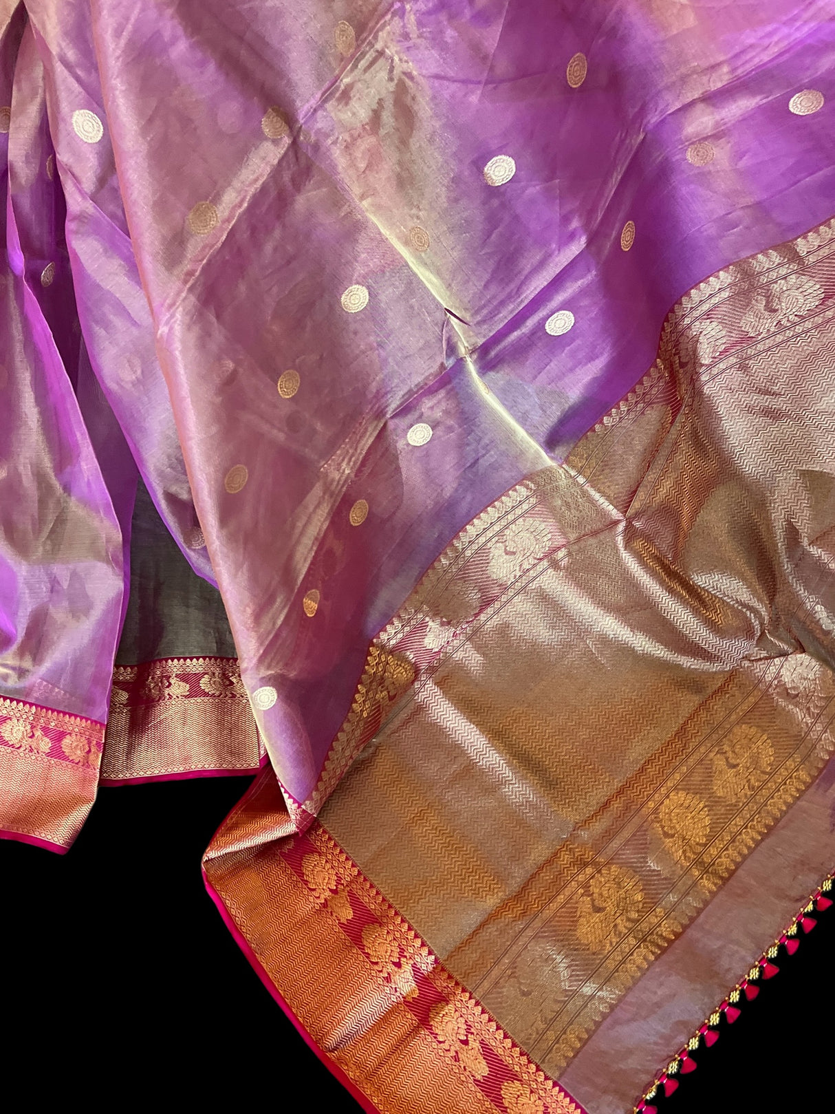  Chanderi tissue silk saree with blouse