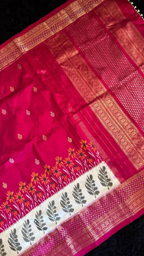Rani Pink Ikkat Kanchi Fusion