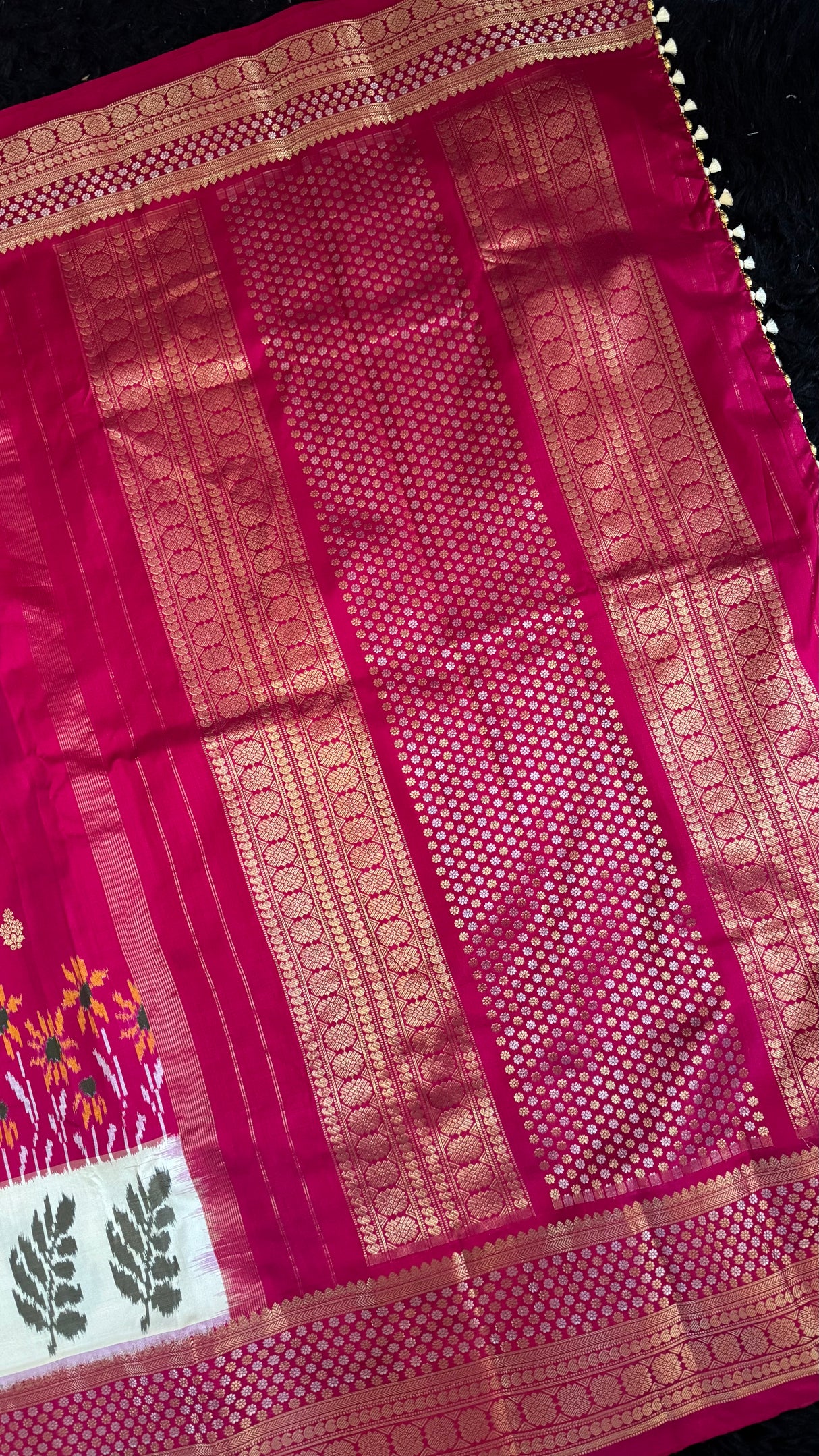 Rani Pink Ikkat Kanchi Fusion