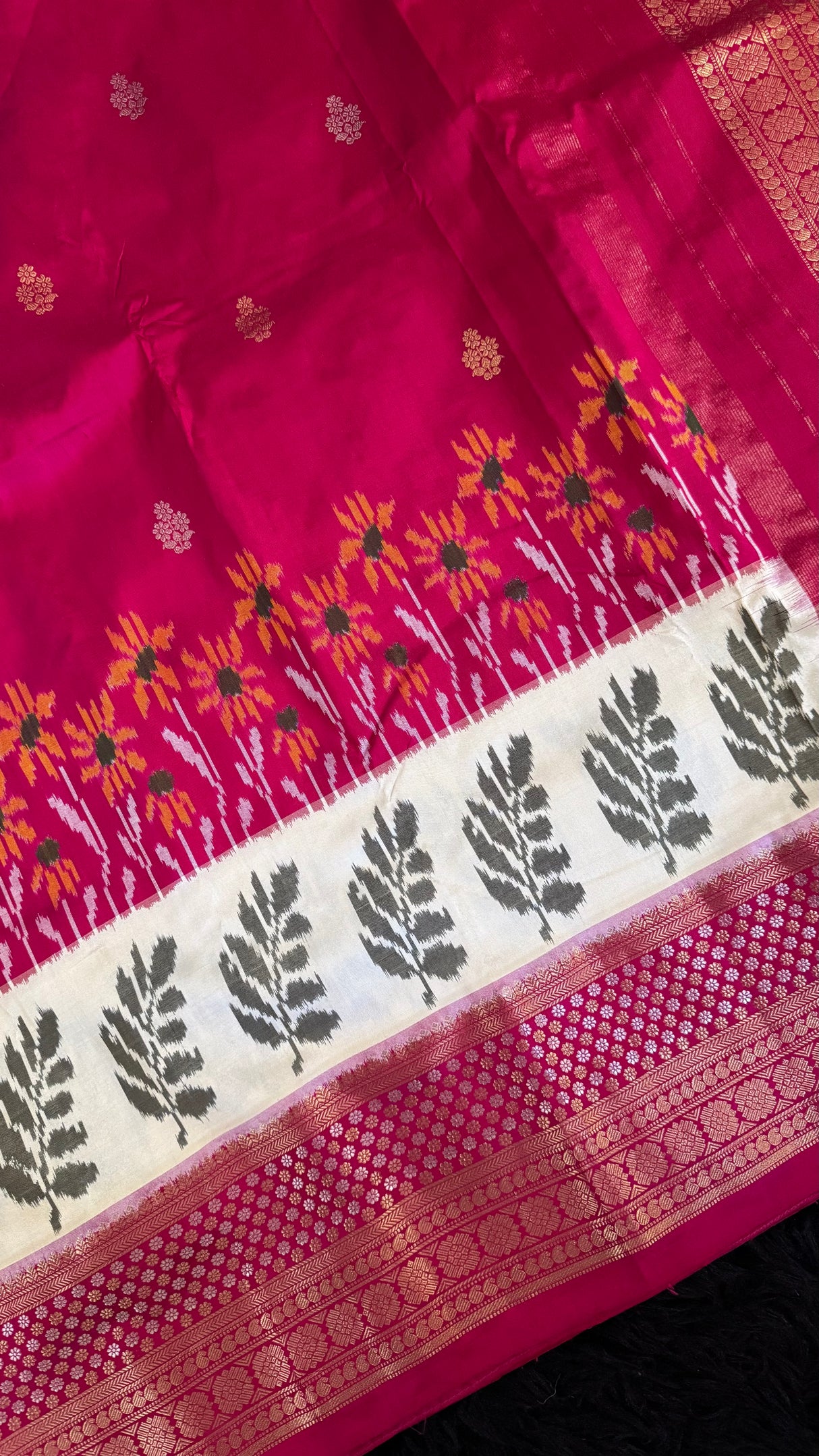 Rani Pink Ikkat Kanchi Fusion