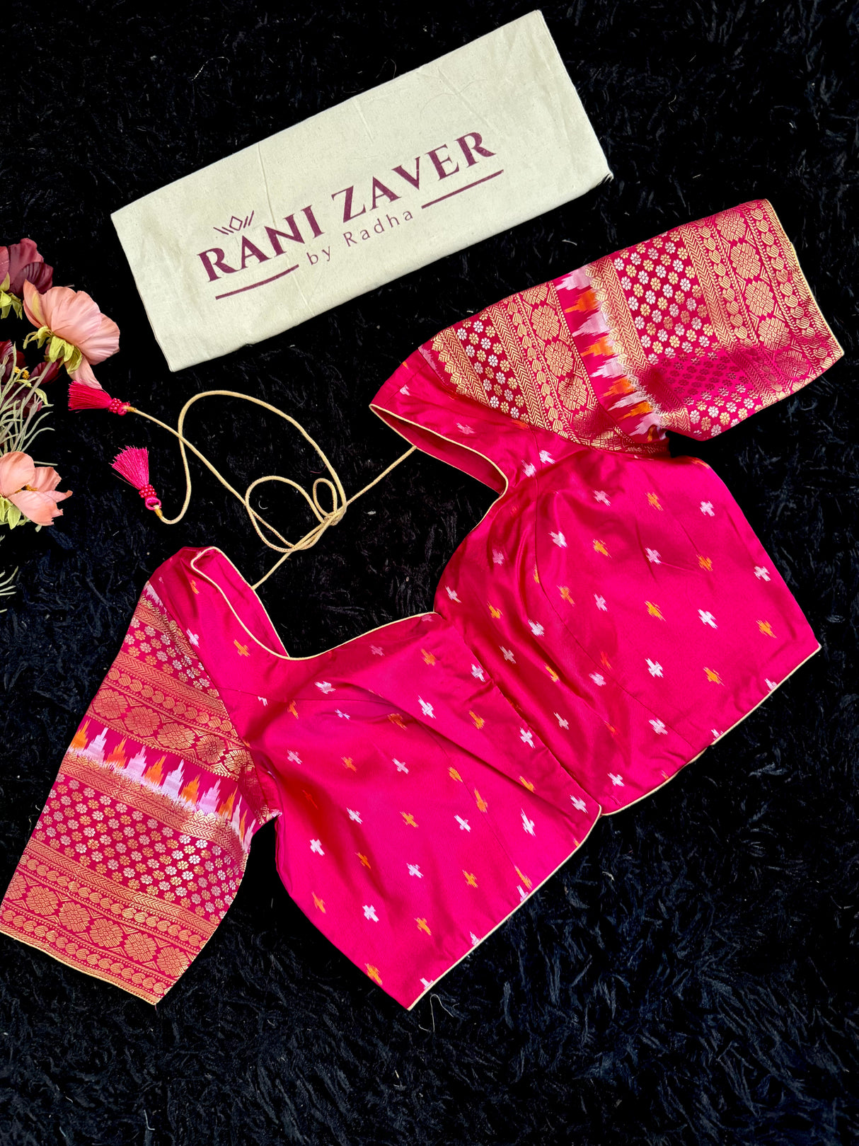 Rani Pink Ikkat Kanchi Fusion