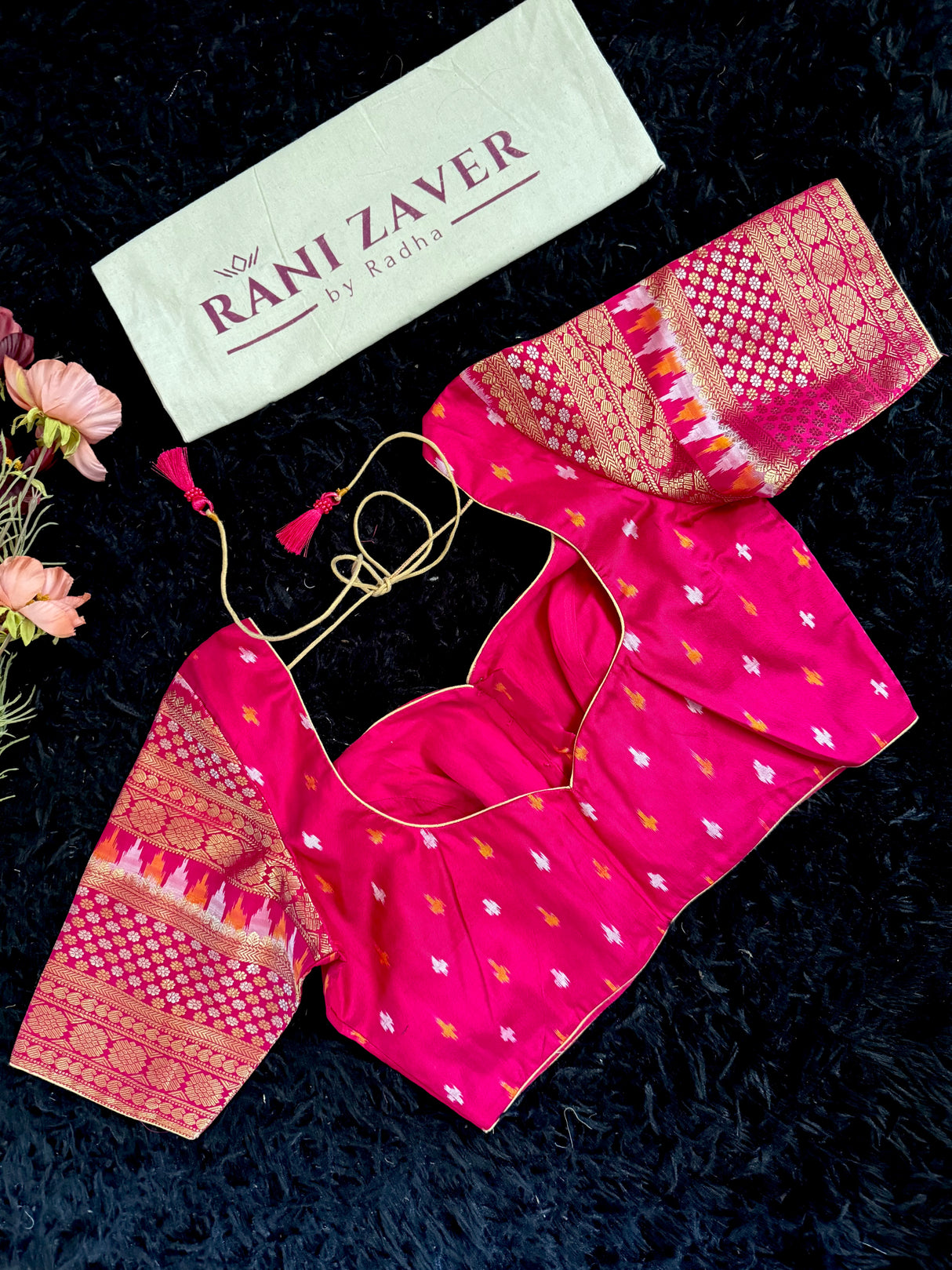 Rani Pink Ikkat Kanchi Fusion