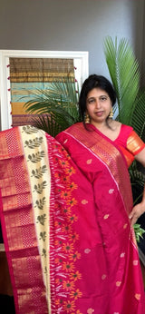 Rani Pink Ikkat Kanchi Fusion
