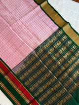  kanjeevaram silk cotton saree baby pink and green combo